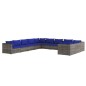vidaXL 11-tlg. Garten-Lounge-Set mit Kissen Poly Rattan Grau vidaXL 11-tlg. Garten-Lounge-Set mit Kissen Poly Rattan Grau