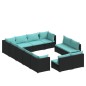 vidaXL 12-tlg. Garten-Lounge-Set mit Kissen Schwarz Poly Rattan vidaXL 12-tlg. Garten-Lounge-Set mit Kissen Schwarz Poly Rattan