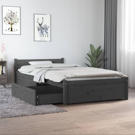 vidaXL Bett mit Schubladen Grau 90x190 cm