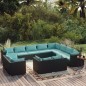 vidaXL 12-tlg. Garten-Lounge-Set mit Kissen Schwarz Poly Rattan vidaXL 12-tlg. Garten-Lounge-Set mit Kissen Schwarz Poly Rattan