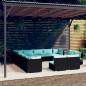 vidaXL 13-tlg. Garten-Lounge-Set mit Kissen Schwarz Poly Rattan vidaXL 13-tlg. Garten-Lounge-Set mit Kissen Schwarz Poly Rattan