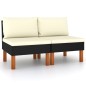 Mittelsofas 2 Stk. Poly Rattan und Eukalyptus Massivholz Mittelsofas 2 Stk. Poly Rattan und Eukalyptus Massivholz