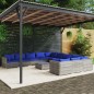 vidaXL 12-tlg. Garten-Lounge-Set mit Kissen Poly Rattan Grau vidaXL 12-tlg. Garten-Lounge-Set mit Kissen Poly Rattan Grau