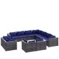 vidaXL 11-tlg. Garten-Lounge-Set mit Kissen Grau Poly Rattan vidaXL 11-tlg. Garten-Lounge-Set mit Kissen Grau Poly Rattan