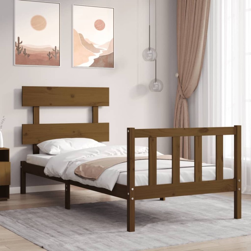 Massivholzbett mit Kopfteil Honigbraun Massivholzbett mit Kopfteil Honigbraun