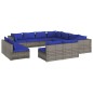 vidaXL 11-tlg. Garten-Lounge-Set mit Kissen Grau Poly Rattan vidaXL 11-tlg. Garten-Lounge-Set mit Kissen Grau Poly Rattan