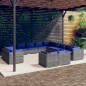 vidaXL 13-tlg. Garten-Lounge-Set mit Kissen Grau Poly Rattan vidaXL 13-tlg. Garten-Lounge-Set mit Kissen Grau Poly Rattan