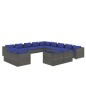 vidaXL 13-tlg. Garten-Lounge-Set mit Kissen Grau Poly Rattan vidaXL 13-tlg. Garten-Lounge-Set mit Kissen Grau Poly Rattan