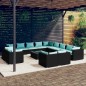 vidaXL 14-tlg. Garten-Lounge-Set mit Kissen Schwarz Poly Rattan vidaXL 14-tlg. Garten-Lounge-Set mit Kissen Schwarz Poly Rattan