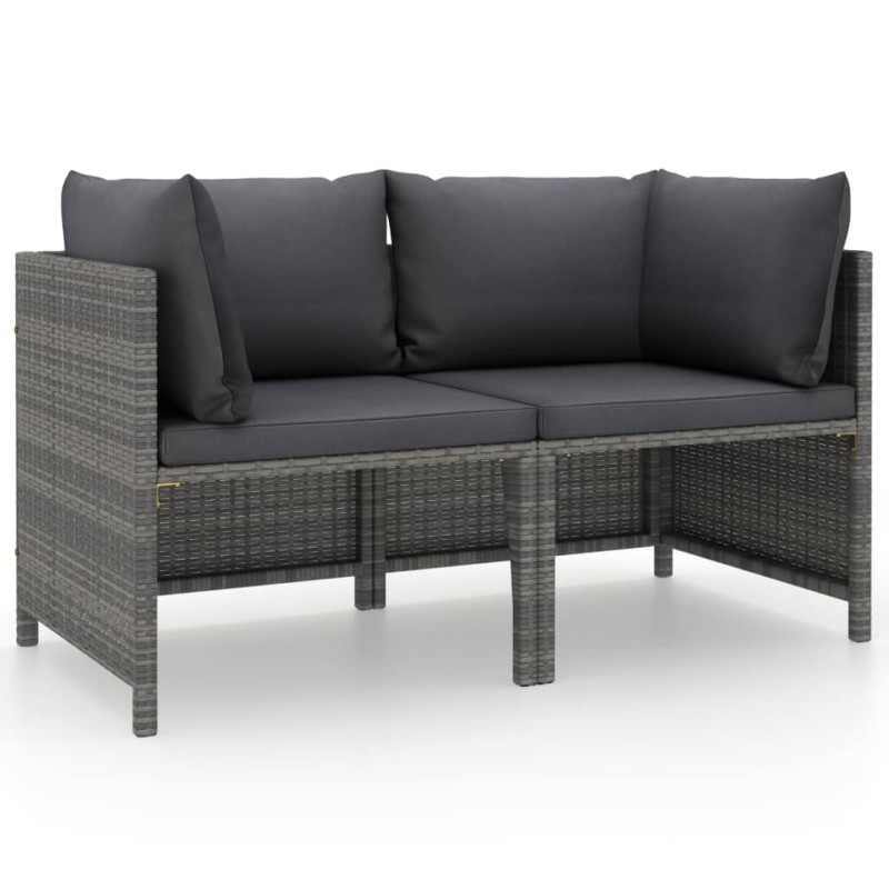 vidaXL 2-Sitzer-Gartensofa mit Polstern Grau Poly Rattan vidaXL 2-Sitzer-Gartensofa mit Polstern Grau Poly Rattan