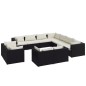 vidaXL 11-tlg. Garten-Lounge-Set mit Kissen Schwarz Poly Rattan vidaXL 11-tlg. Garten-Lounge-Set mit Kissen Schwarz Poly Rattan