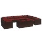 vidaXL 12-tlg. Garten-Lounge-Set mit Kissen Braun Poly Rattan vidaXL 12-tlg. Garten-Lounge-Set mit Kissen Braun Poly Rattan