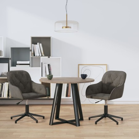 vidaXL Esszimmerstühle 2 Stk. Drehbar Dunkelgrau Samt