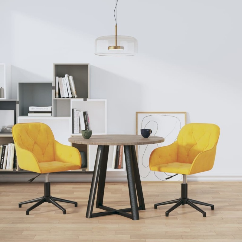 vidaXL Esszimmerstühle 2 Stk. Drehbar Gelb Samt vidaXL Esszimmerstühle 2 Stk. Drehbar Gelb Samt