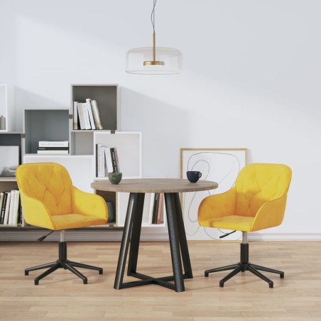 vidaXL Esszimmerstühle 2 Stk. Drehbar Gelb Samt