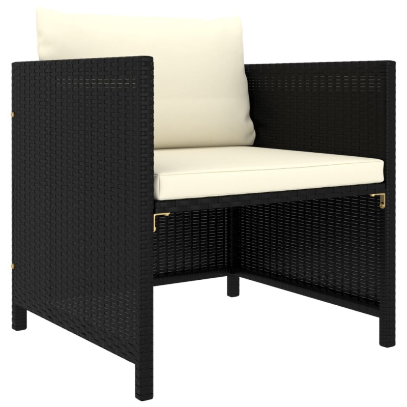 vidaXL Gartensofa mit Kissen Schwarz Poly Rattan vidaXL Gartensofa mit Kissen Schwarz Poly Rattan