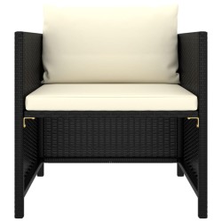 vidaXL Gartensofa mit Kissen Schwarz Poly Rattan