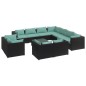 vidaXL 12-tlg. Garten-Lounge-Set mit Kissen Schwarz Poly Rattan vidaXL 12-tlg. Garten-Lounge-Set mit Kissen Schwarz Poly Rattan