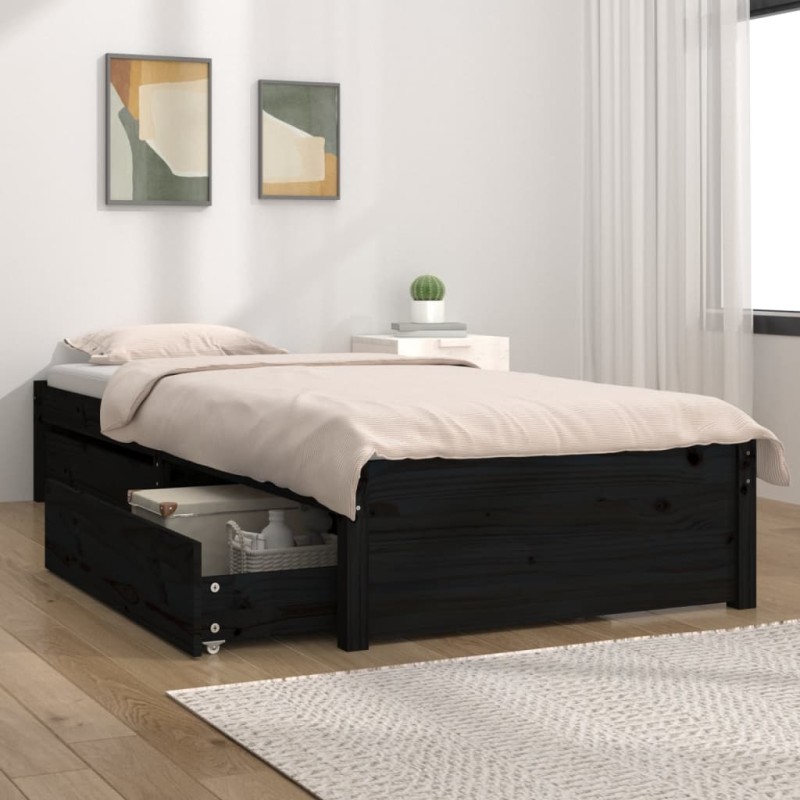 vidaXL Bett mit Schubladen Schwarz 90x200 cm vidaXL Bett mit Schubladen Schwarz 90x200 cm