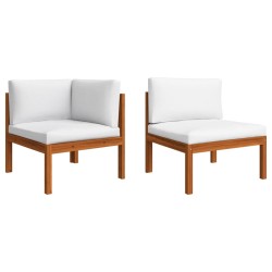 2-tlg. Garten-Lounge-Set mit Auflagen Akazie Massivholz
