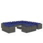 vidaXL 14-tlg. Garten-Lounge-Set mit Kissen Grau Poly Rattan vidaXL 14-tlg. Garten-Lounge-Set mit Kissen Grau Poly Rattan