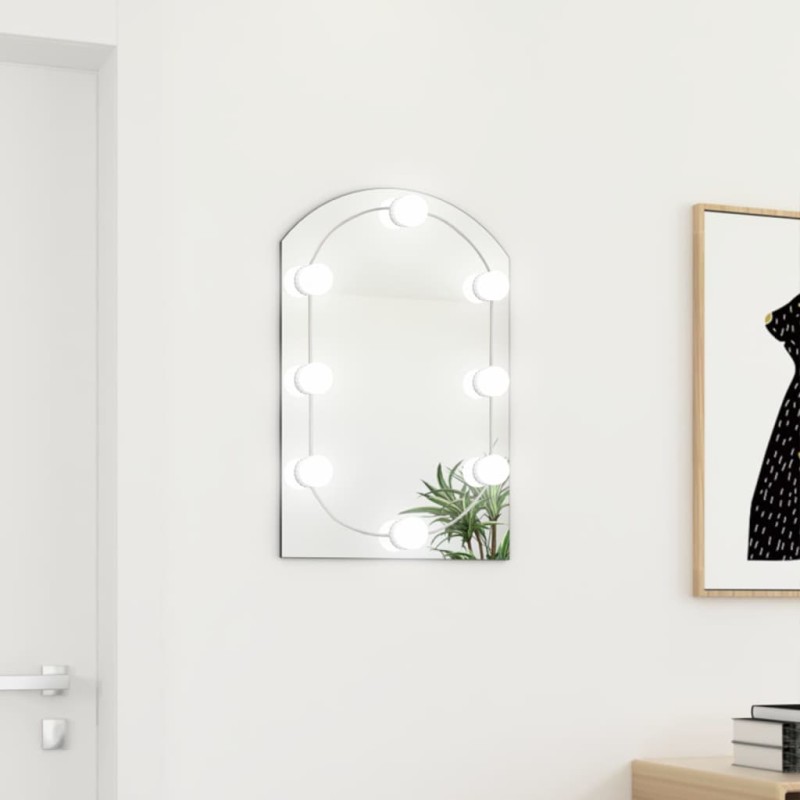 vidaXL Spiegel mit LED-Leuchten 60x40 cm Glas Bogenförmig vidaXL Spiegel mit LED-Leuchten 60x40 cm Glas Bogenförmig