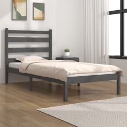 vidaXL Massivholzbett Grau Kiefer 90x190 cm