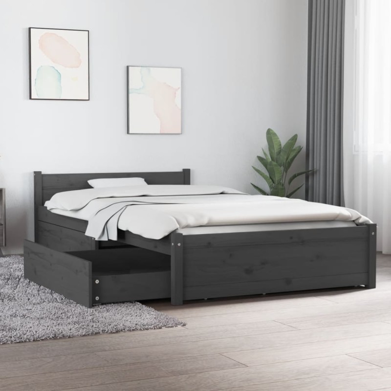 vidaXL Bett mit Schubladen Grau 90x200 cm vidaXL Bett mit Schubladen Grau 90x200 cm