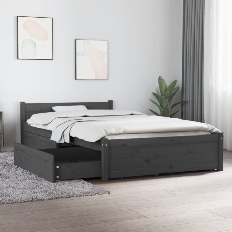 vidaXL Bett mit Schubladen Grau 90x200 cm