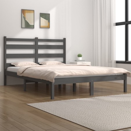 vidaXL Massivholzbett Grau Kiefer 140x190 cm