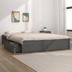 vidaXL Bett mit Schubladen Grau 135x190 cm