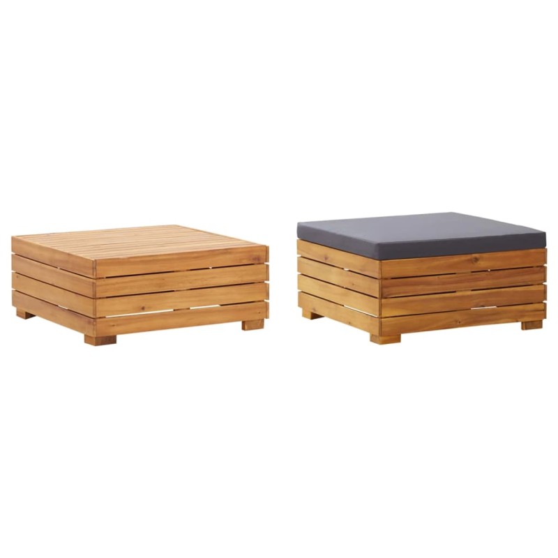 vidaXL Gartentisch und Hocker mit Kissen Massivholz Akazie vidaXL Gartentisch und Hocker mit Kissen Massivholz Akazie