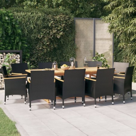 vidaXL 11-tlg. Garten-Essgruppe mit Kissen Schwarz