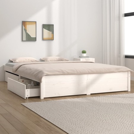 vidaXL Bett mit Schubladen Weiß 135x190 cm