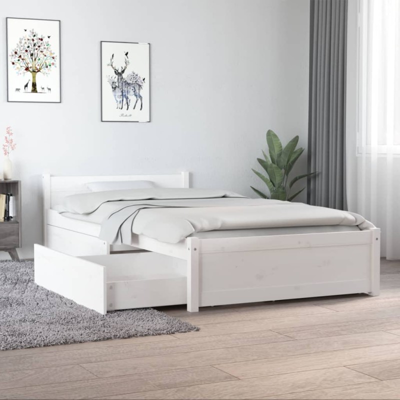 vidaXL Bett mit Schubladen Weiß 90x190 cm vidaXL Bett mit Schubladen Weiß 90x190 cm