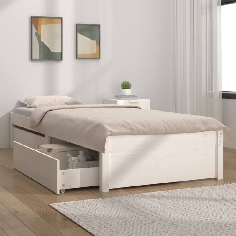 vidaXL Bett mit Schubladen Weiß 90x190 cm vidaXL Bett mit Schubladen Weiß 90x190 cm