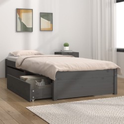 vidaXL Bett mit Schubladen Grau 90x200 cm