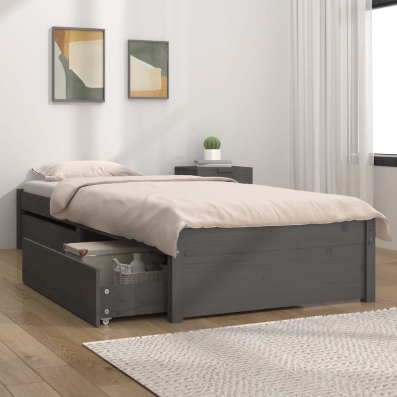 vidaXL Bett mit Schubladen Grau 90x200 cm vidaXL Bett mit Schubladen Grau 90x200 cm