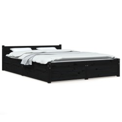 vidaXL Bett mit Schubladen Schwarz 160x200 cm