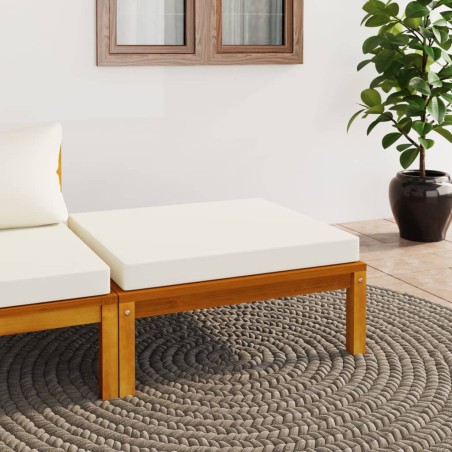 vidaXL Hocker mit Cremeweißem Kissen Massivholz Akazie 
