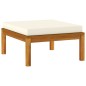 vidaXL Hocker mit Cremeweißem Kissen Massivholz Akazie vidaXL Hocker mit Cremeweißem Kissen Massivholz Akazie