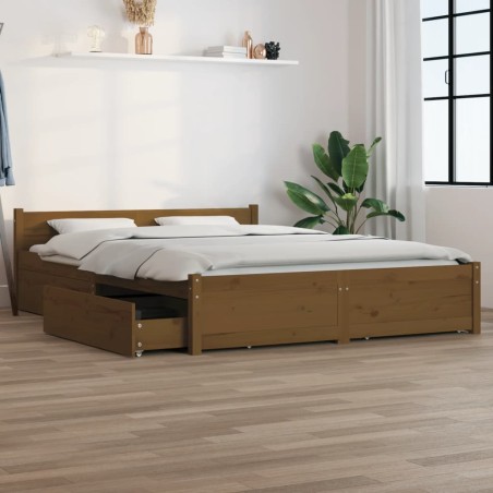 vidaXL Bett mit Schubladen Honigbraun 135x190 cm