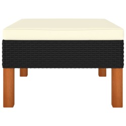 Fußbank Poly Rattan und Eukalyptus Massivholz