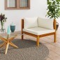 vidaXL Modulares Ecksofa mit Cremeweißen Kissen Akazienholz vidaXL Modulares Ecksofa mit Cremeweißen Kissen Akazienholz