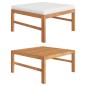 Fußhocker mit Creme Kissen Massivholz Teak Fußhocker mit Creme Kissen Massivholz Teak