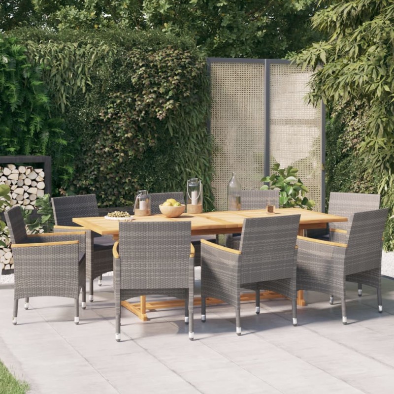 vidaXL 9-tlg. Garten-Essgruppe mit Kissen Grau vidaXL 9-tlg. Garten-Essgruppe mit Kissen Grau