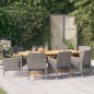 vidaXL 9-tlg. Garten-Essgruppe mit Kissen Grau vidaXL 9-tlg. Garten-Essgruppe mit Kissen Grau