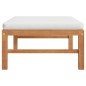 Fußhocker mit Creme Kissen Massivholz Teak Fußhocker mit Creme Kissen Massivholz Teak