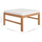 Fußhocker mit Creme Kissen Massivholz Teak Fußhocker mit Creme Kissen Massivholz Teak