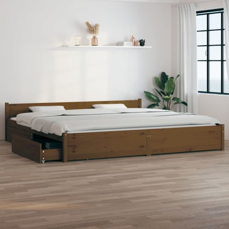 vidaXL Bett mit Schubladen Honigbraun 200x200 cm